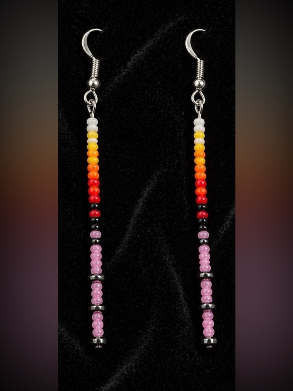 Handmade Native American Beaded Earrings Sterling Silver Dangle